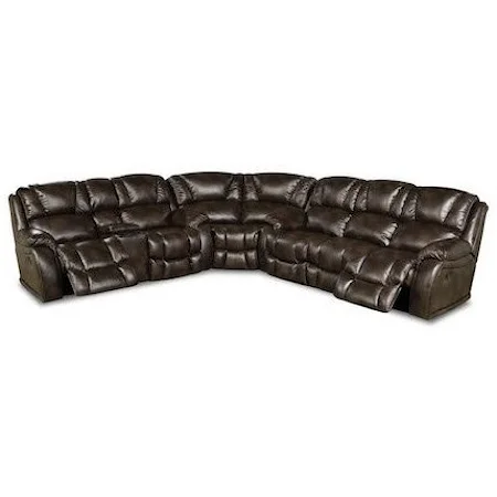 Casual Super Wedge Reclining Sectional with Pillow Arms